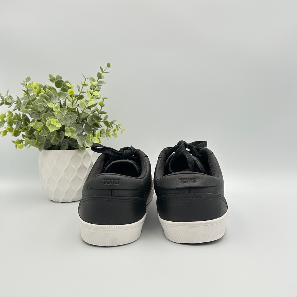 Toms Men's Carlson Black White Leather Shoes Sneakers Size 8 - Picture 5 of 11